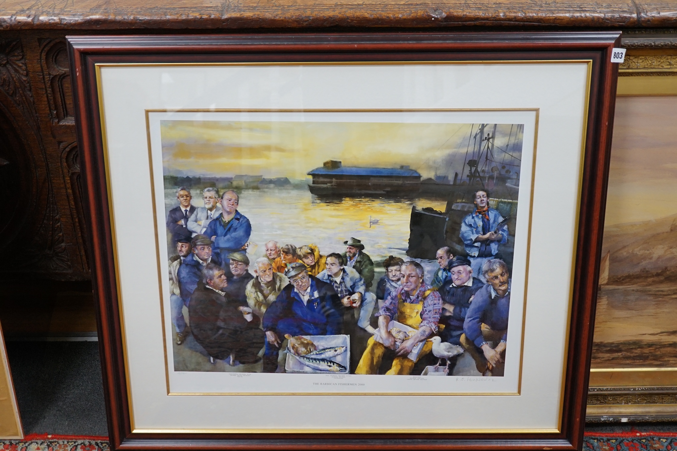 Robert Lenkiewicz (1941-2002), stochastic screened lithograph, 'The Barbican Fishermen 2000', signed in pencil, 15/250, 47 x 60cm. Condition - good